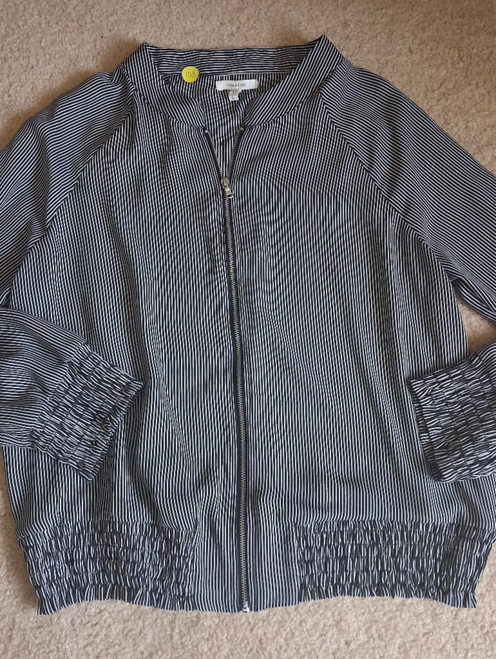 Maurices Black & White Striped Bomber Jacket